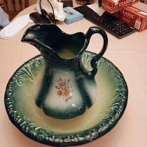 Ironstone USA pitcher and bowl set vintage vase is